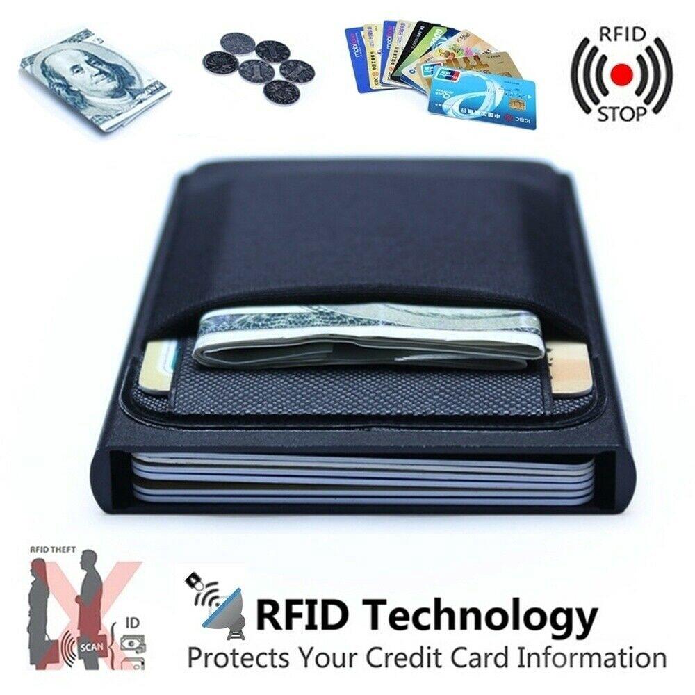 RFID Eua Ridge Fino Preto De Fibra De Carbono Titular Do Cartão De Crédito Carteira De Metal Simples (2)