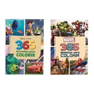 Kit 2 Livros Para Colorir Disney Pixar E Vingadores Marvel Infantil