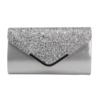 Women Glittered Envelope Clutch Purse Evening Bag (Sier) (1)