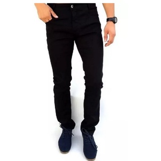 Calça Jeans Sarja Com Lycra Masculina Plus Size Tamanho Grande Preta 38 ao 66