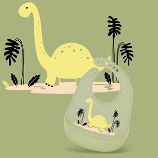 Babador Infantil de Silicone Dinossauro