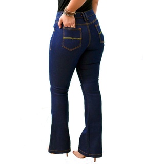 Calca Flare Jeans Plus Size Feminina Cintura Alta Com Lycra Elastano.