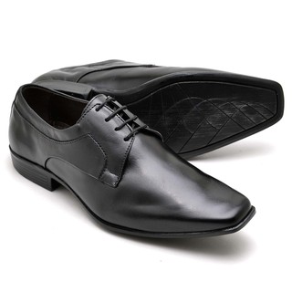 Sapato Masculino Social Elegante Clássico Bico Fino Couro Confort Legítimo Reta Oposta (1)