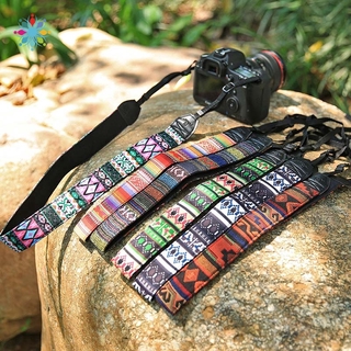 Estilo Étnico Câmera Padrão Colorido De Algodão Pescoço Alça De Mão Do Ombro Para Canon Nikon Jp