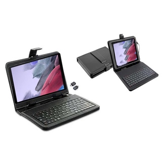 Capa Preta com Teclado p/ Tablet Samsung A7 Lite 8.7 T220 T225 + Adaptador OTG