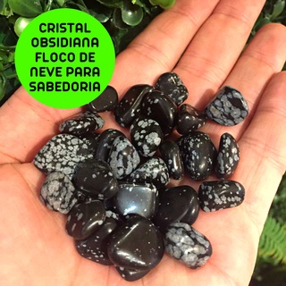 Pedra Obsidiana Floco de Neve Rolada 2cm | Sabedoria | Cristal Natural