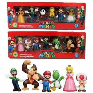 6pcs Super Mario Bros Figura De Ação Brinquedos Bonecas Cogumelo Luig Brinquedo Presente Do Miúdo Yoshi