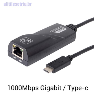 Cabo Adaptador De Rede Ethernet Gigabit Ethernet 1000mbps Tipo-C Usb-C Para Rj45