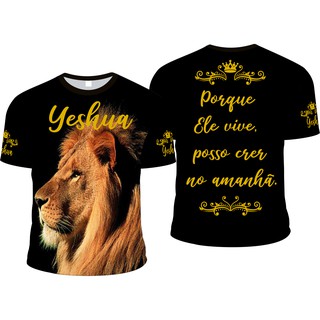 camiseta leão yeshua ele vive posso crer, evangelicos, personalizada estampada.