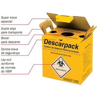 Caixa Coletora 7 LITROS p/Materiais Perfurocortante Descarpack (1)
