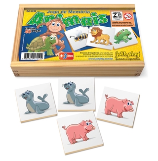 Jogo Infantil Brinquedo Educativo Criança Jogo De Memória Animais 40 Peças - JOTTPLAY