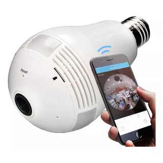 Camera Ip Seguraca Lampada Vr 360 Panoramica Espia Wifi V380