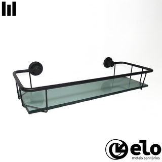 Porta Shampoo - Prateleira de banheiro e cozinha - Aço e vidro - 30 cm
