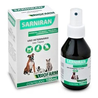 Sarniran 100ml - spray sarnicida e fungicida para cães , gatos e coelhos