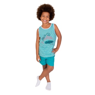 Pijama Infantil Menino - Camiseta regata com Shorts - 100% Algodão - Tamanho 4 ao 14