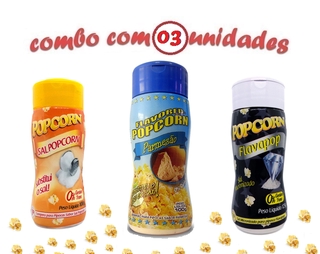 Combo Popcorn - 03 Sabores - Parmesão, Flavapop Manteiga e Sal Popcorn