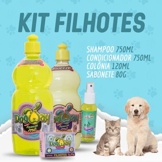 Kit Combo Filhotes p/ Cães e Gatos - Shampoo + Condicionador + Colônia + Sabonete Dogway Pet