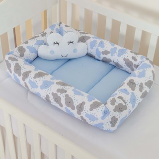 Ninho Redutor Berço Nuvem Azul+ Almofada Brinde Quarto do Bebê Menino