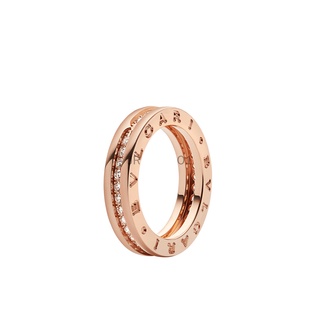 2021 New B.zero1 One-band Ring in 18 Kt Rose Gold, Set with Pavé Diamonds on the Spiral No Box