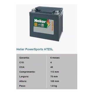 Bateria Heliar Htz5 12v 4ah Fan 125i Cg 160 Start Flex (4)