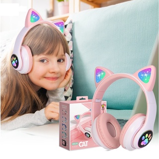 Fone Orelha de Gato Gatinho Cat Infantil Adulto 5.0 Bluetooth Ear Com Led Rgb Headphone (1)
