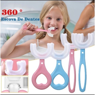 Escova de dente flexível 360° para crianças formato em U