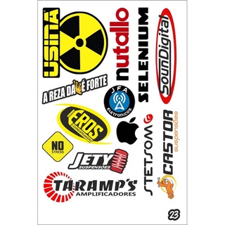 Cartela Adesivos para Moto Bicicleta, Carro, Caminhão, Som Automotivo, Stickers Motocross, Capacete.