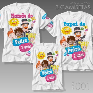 Kit 3 Camisetas Mundo Bita Festa Infantil Adulto Personalizada