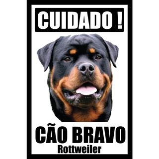 Placa Advertência Cuidado Cão Bravo Rottweiler 8