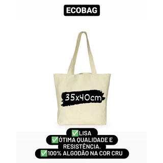 Ecobag lisa sem personalização 40x35 100% algodão cru