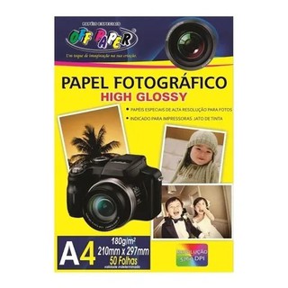 50 folhas Papel Fotográfico High Glossy Off Paper 180g qualidade premium