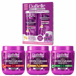 Kit Dabelle 5 Itens Meu Cronograma Perfeito Shampoo + Condicionador + 3 Máscaras