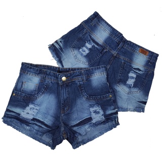 Short Bermuda Jeans Feminino Cintura Alta Destroyed Hot Pants (4)