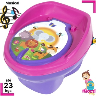Troninho Infantil 2 em 1 Bebê Pinico Bichinhos Lilas Musical