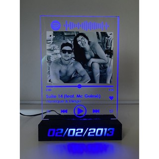 Luminária Spotify Personalizada Casal Namorados Amizade Foto LED RGB Personalizada Com Nome - Base MDF (6)