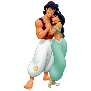 1 Adesivo Aladin e Princesa Jasmine - 9 cm Alto Brilho