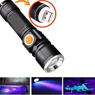 Lanterna Ultravioleta Recarregável USB Luz Negra UV Escorpião Potente