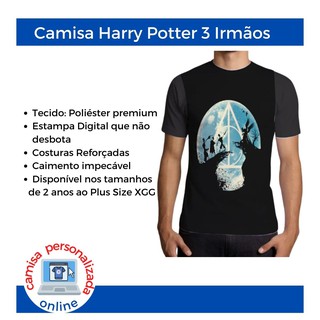 Camisa Personalizada Harry Potter Livro 3 Irmãos Infantil e Adulto (2)