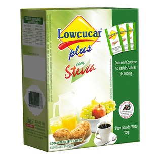 Adoçante Dietético Lowçucar Plus com Stevia pó 50sachês 600mg 30g