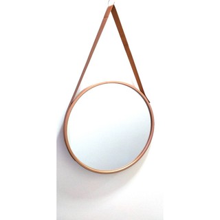 Espelho Redondo Com Alça de Couro - Adnet Rose 45cm (3)