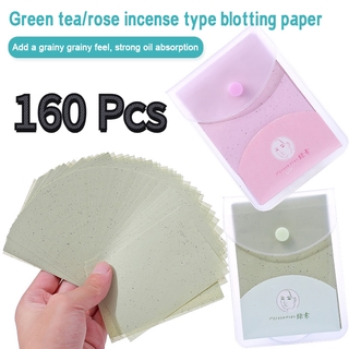 160pcs Portable Face Absorbent Oil Control Paper Wipes Oil Removal Absorbing Sheet Matcha Oily Face Blotting Paper