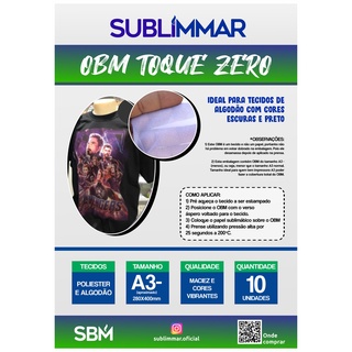 OBM Toque Zero - "A3(-) : 28x40cm* 10 folhas - Para Sublimação