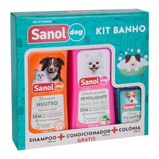 Kit Banho Sanol Dog Shampoo + Colônia e Grátis um Condicionador