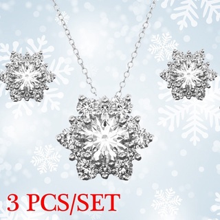 Conjunto de 3 peças / conjunto de joias para presente e conjunto de brinco de floco de neve antigo colar brinco de Natal floco de neve