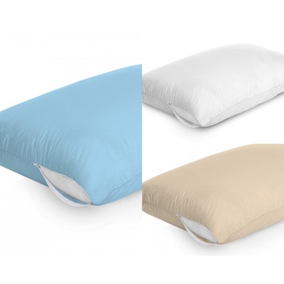 Capa Travesseiro Anti-Ácaro com Ziper Várias Cores Azul Branco e Bege (1)