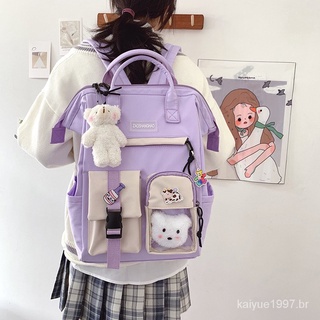 2021 Purple Backpack Women Waterproof Candy Colors Backpacks Fancy High School Bags for Teenage Girl Cute Travel Rucksack