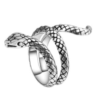 Anel De Liga Metálica Banhado A Prata Com Formato De Cobra | Punk Personality Ring Silver-plated Alloy Animal Snake Shape Male Ring