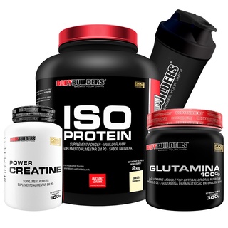 Kit Iso Protein 2kg, Power Creatina 100g, Glutamina 100% 300g, Coqueteleira - Bodybuilders