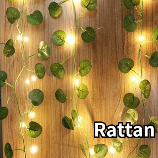 LED Folhas verdes artificialmente penduradas em vime guirlanda de folhas de videira e luzes de corda decoração de jardim doméstico festa