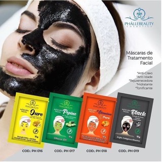 Kit de Máscara Facial Limpeza Cuidado com a Pele Sachês Phállebeauty 10g (2)